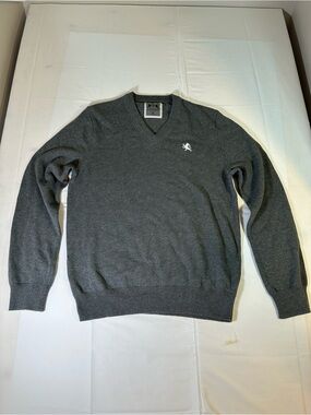 100% Cotton Express Men's Charcoal Gray V-Neck Sweater